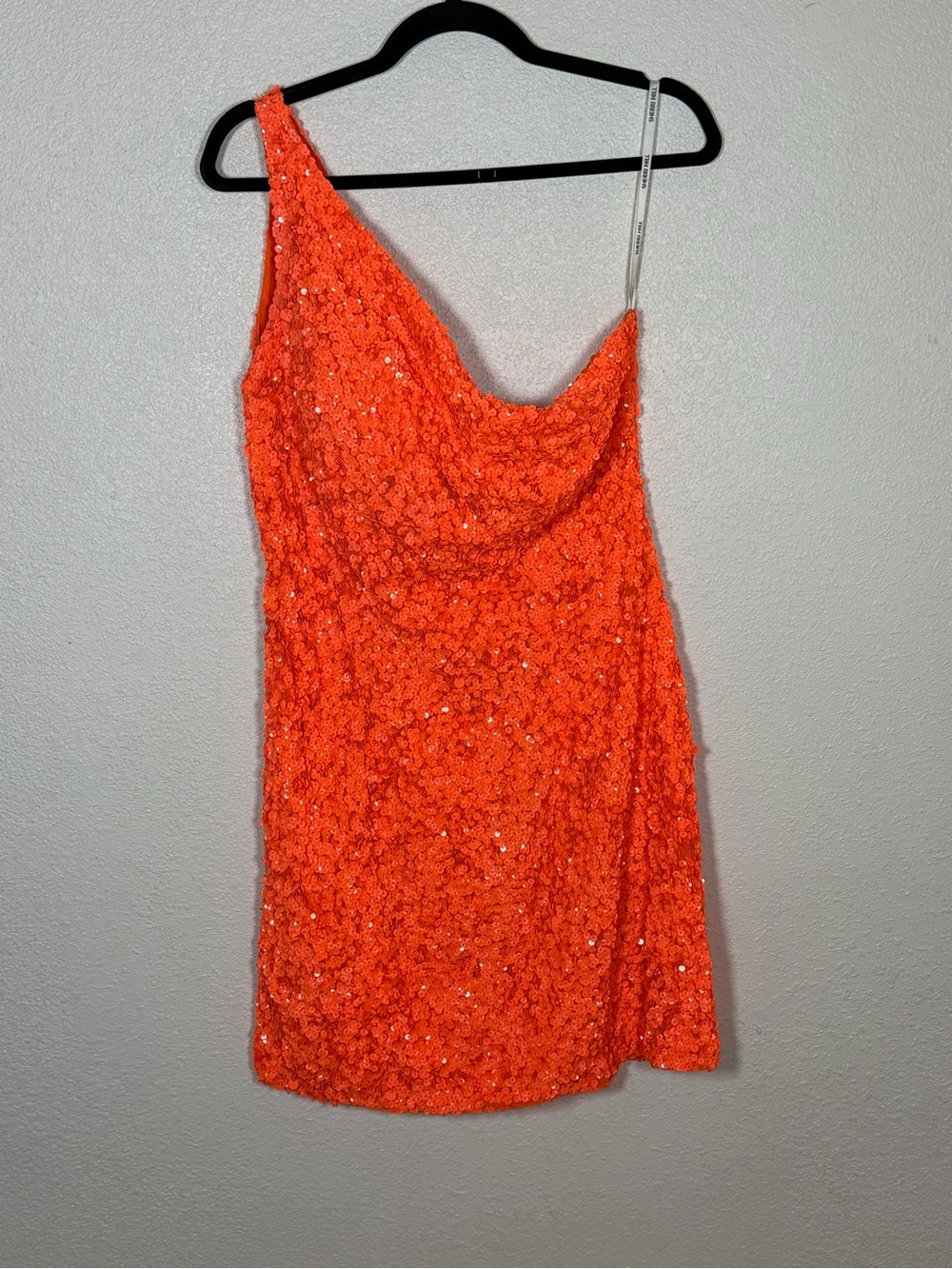 Sherri Hill Orange Sequin One Shoulder Asymmetric Lined Homecoming Mini Dress 16
